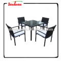 5pcs Aluminium Möbel Rattan Tisch und Stuhl Esszimmer Set, Restaurant Tisch und Stuhl